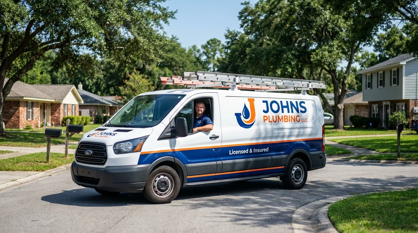 Johns Plumbing LLC service van in Francestown, NH