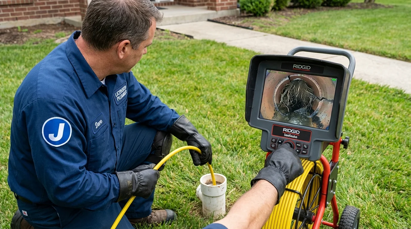 Sewer camera inspection being performed by Johns Plumbing LLC in Francestown